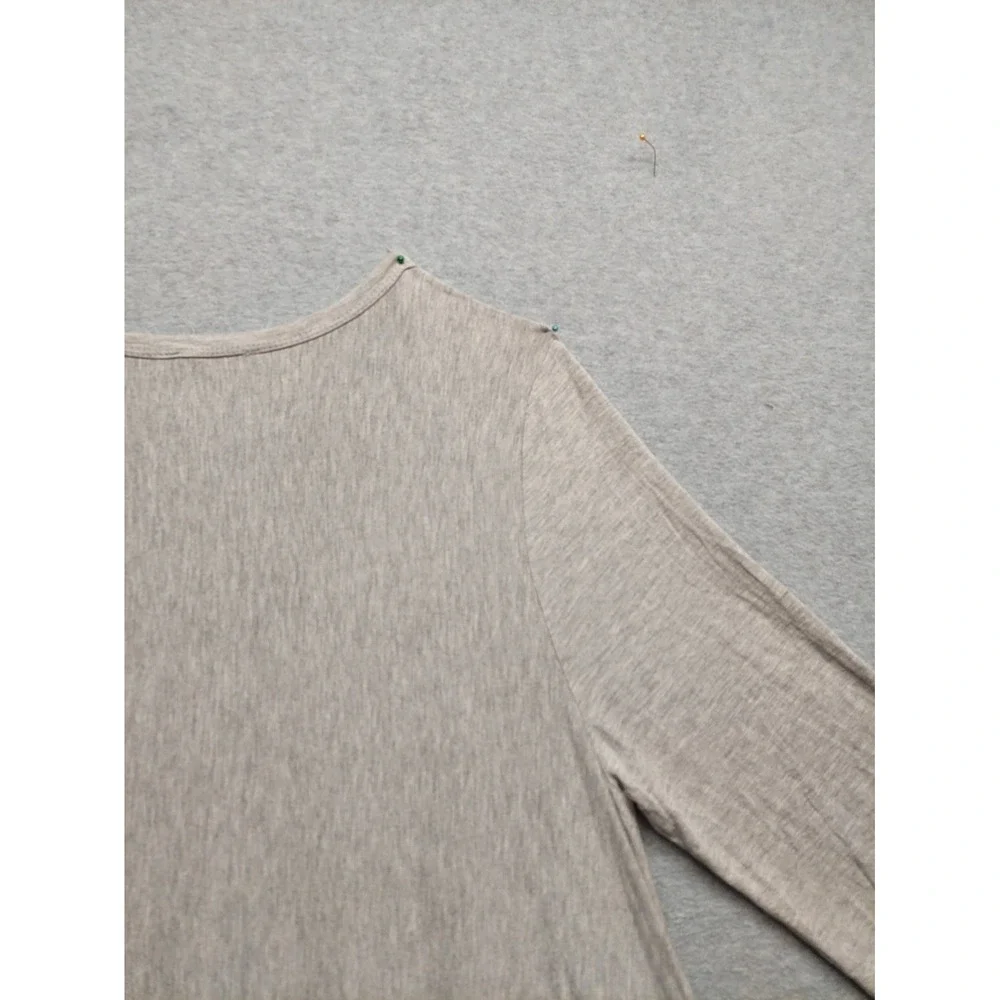 Oddy Women Sweater 3XL Gray Fringe Hem 3/4 Sleeve‎ Lightweight Knit Boho Western